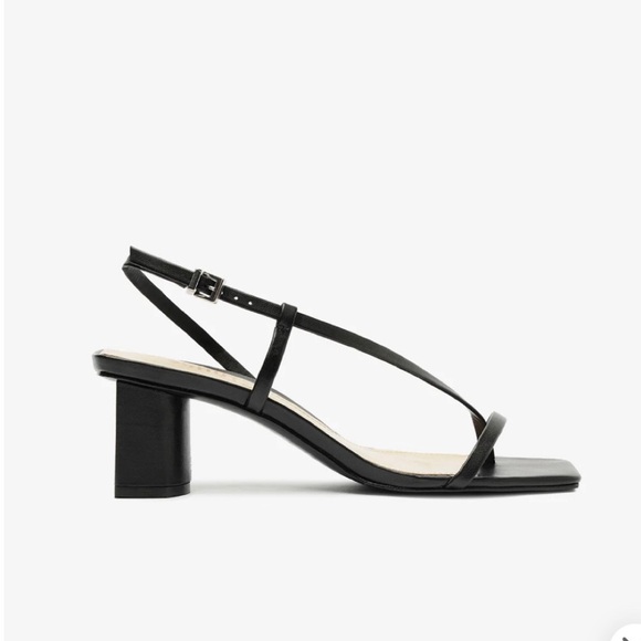 SCHUTZ Shoes - Schultz Heloise Mid Block Black Leather  Strappy Sandals Size 8